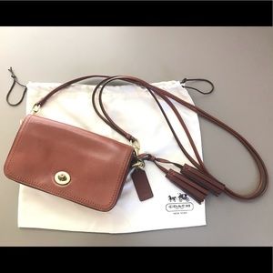 Coach Penny Turnlock Crossbody Bag -Tan leather